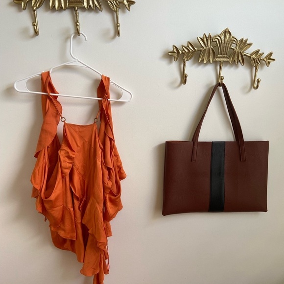 🍊🆕Zara Limited edition burnt orange exotic ruffle top S - Picture 4 of 5